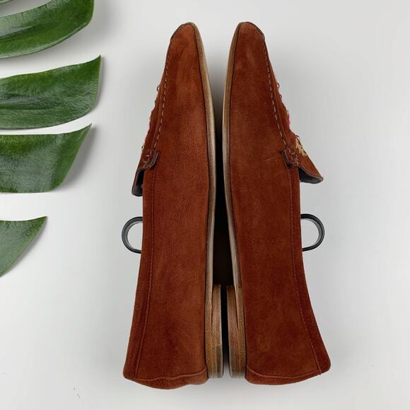 Bruno Magli Sport Flats Brown Suede Jeweled Embroidered Women's 9 - Picture 7 of 10